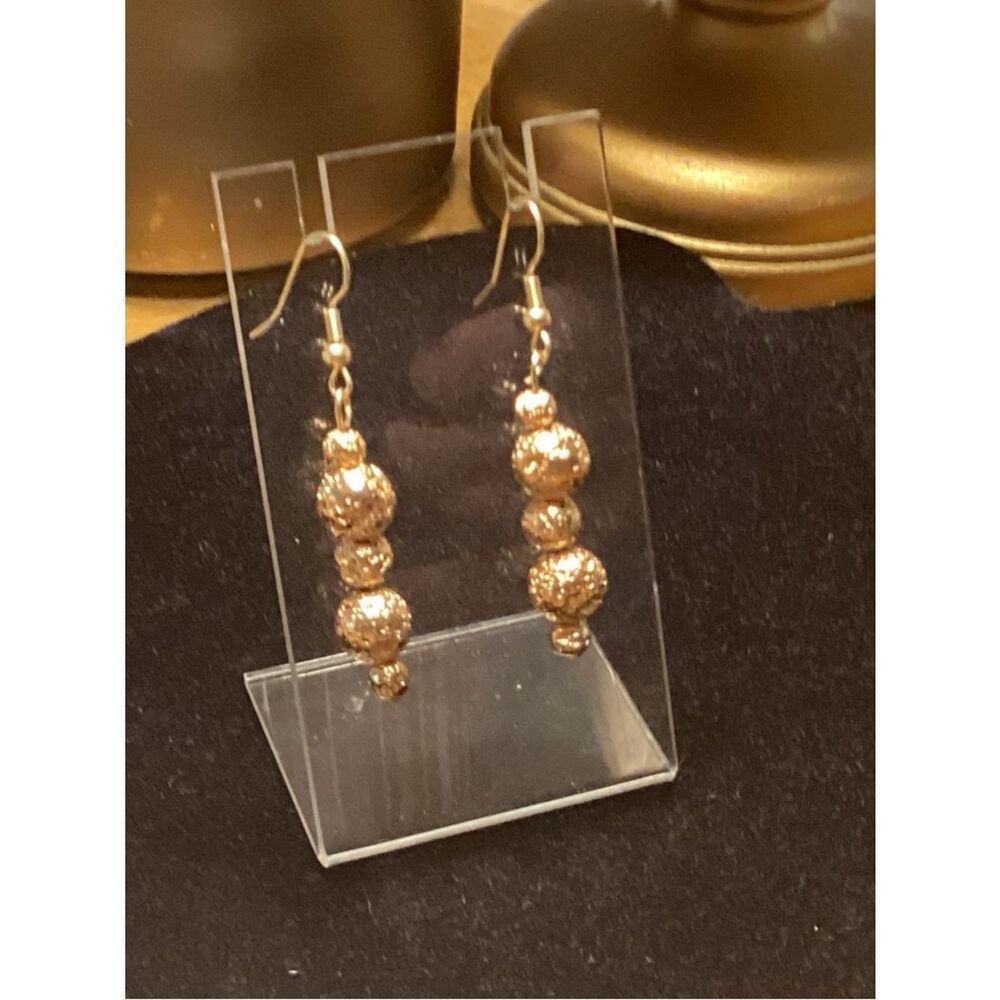 NWOT Goldtone Textured Bead Drop Earrings